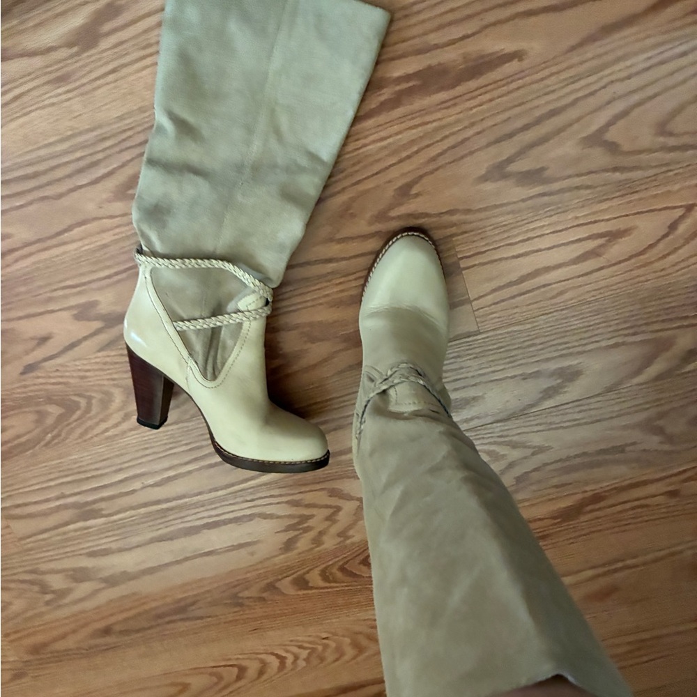 Chic Beige Heeled Women's Boots